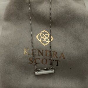 Kendra Scott Silver and White Bar Necklace with Box and Dust Bag NWT